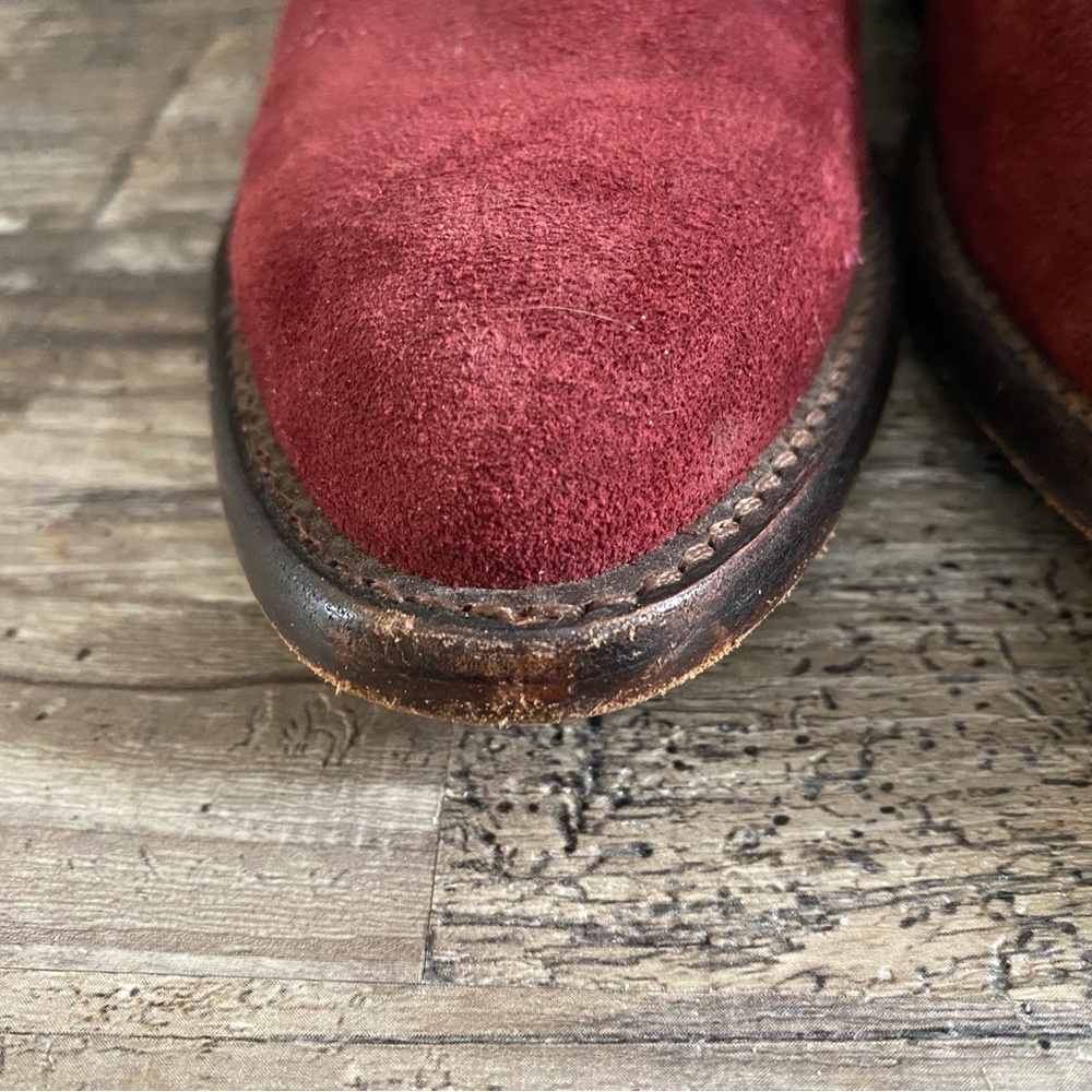 Tecovas Paige Burgundy Suede Booties - Rare Pull-On Edition - Size 5.5B - Picture 11 of 16